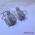 Silver Tone Pavé Crystal Rounded Square Stud Earrings view 4