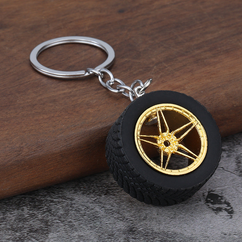 Tire and Wheel Rim Soft Rubber Keychain for Car Enthusiasts