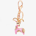 Gold Tone Metal Ram Keychain With Colored Body And Clear Stone Accents view 5