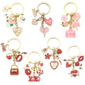 Gold-Tone Metal Heart, Rose and Lip Charm Keychains, 7 Styles view 5