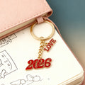 Gold Tone Red Numeral and Love Charm Keychain and Attached Hardware view 4