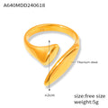 Open Band Dual Leaf Rings Gold Steel Tone Titanium Steel view 6