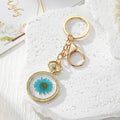 Round Pressed Flower Keychains with Split Rings and Clips view 5