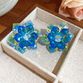 Crystal Flower Cluster Stud Earrings In Six Colorways view 11