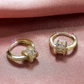 Gold Detachable Barrel Zircon Charm Hoop Earrings Pair view 4
