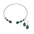 Teardrop Crystal Open Collar Necklace Earring Sets Silver view 5
