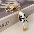 Enamel Rhinestone Helicopter Keychain Metal Bag Charm view 1