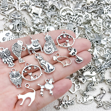 Antique Silver Cat Metal Charms with 3 Listed Options