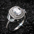 Oval Crystal Double Halo Ring With Marquise Side Stones view 2