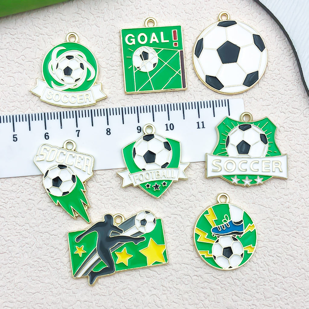 Zinc Alloy Enamel Football Charm Pendant for DIY Sports Bracelet Keychain Accessories