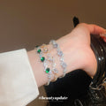 Oval Crystal Clasp Bracelets Green Clear Accents 2 Styles view 3