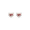 Polka Dot Heart Red Bow Black and White Small Stud Earrings view 5