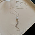 Wire Caged Pearl Tassel Necklaces Earrings Gold Silver view 9