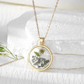 Gold Round Bezel Dried Flower Resin Pendant Necklaces view 2