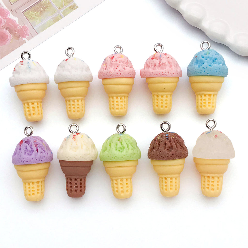 15x28mm Resin Ice Cream Charm Pendant for Bracelet Necklace Keychain DIY Jewelry