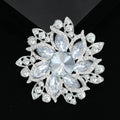 Oversized Clear Crystal Sunflower Brooch in Gold or Silver Tone view 2