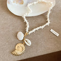 Gold Shell Pearl Beach Necklaces and White Shell Bracelet view 10