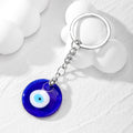 Silver Tone Round Glass Evil Eye Split Ring Keychains in Seven Colors view 5