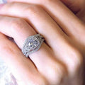 Pear-Shaped Halo Curved Two-Ring Set In Polished Silver Tone view 3
