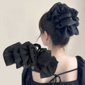 Oversized Layered Mesh Bow Hair Claw in Black or Ivory view 4