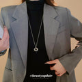 Silver Interlocking Triple Ring Pendant Long Necklace view 3