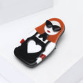 Red Haired Sunglasses Woman Brooch With Black Heart Dress view 3