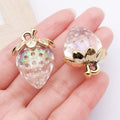 Iridescent Plated Transparent Acrylic 3D Strawberry Charm Pendant for Keychain Phone Strap Making