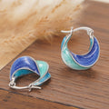 Twisted Spiral Enamel Hoop Earrings Blue Pink Three Options view 2