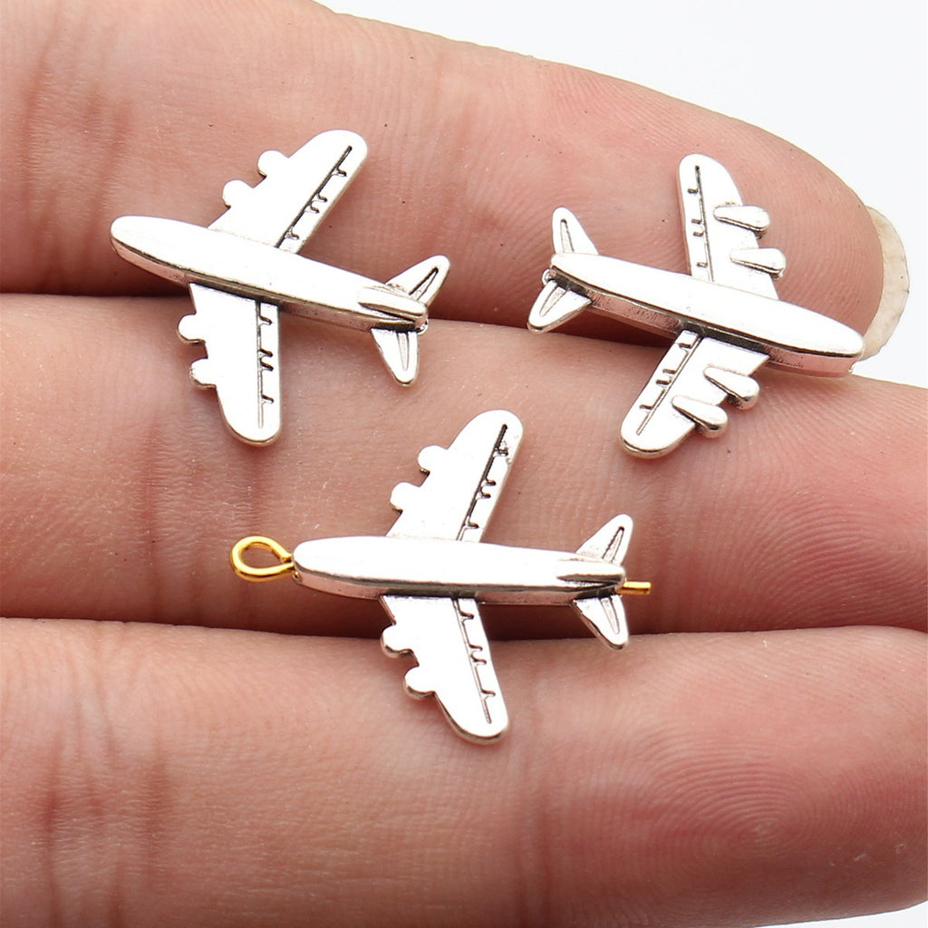 20x20mm 1.4g Antique Silver Zinc Alloy Airplane Small Hole Beads for Bracelet Necklace Jewelry Making
