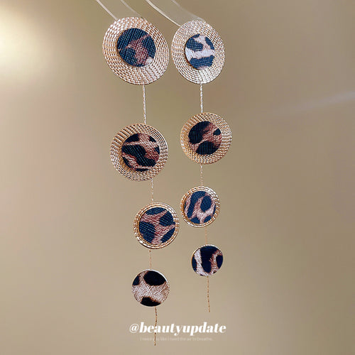 Leopard Disc Drops earring display view