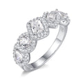 Silver Tone Five Square Clear Crystal Band Ring Jewelry view 1