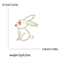 Gold Outline Rabbit Brooch Clear Rhinestones Pearl Tail view 5