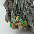 Beaded Pendant Necklace Green Rose Or Turquoise Sun Disc view 3
