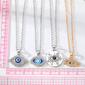 Gold and Silver Tone Crystal Geometric Eye Pendant Necklaces view 5