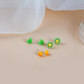 Green Heart Daisy Yellow Dot Stud Earring Set Three Pairs view 4