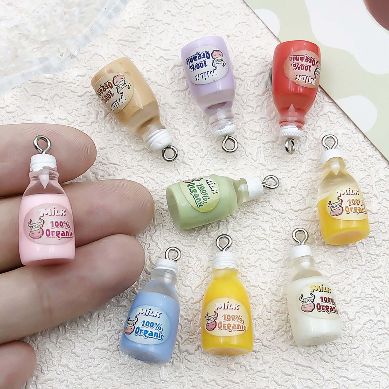 Resin 3D Milk Bottle Charm Pendant for DIY Bag Charm Phone Strap Jewelry Accessories