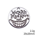 We Are All Mad Here Grinning Face Round Metal Pendant view 3