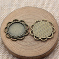 Flower Edge Round Cabochon Settings in Two Antique Finishes view 4