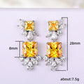 Yellow Square Stone Floral Drop Earrings Metal Jewelry Design view 5