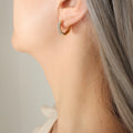 Small Crystal Pave Huggie Hoop Earrings Gold Steel Tones view 8