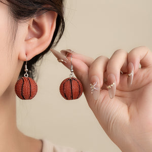 Orange Resin Basketball Drop Earrings on Silver-Tone Fishhooks
