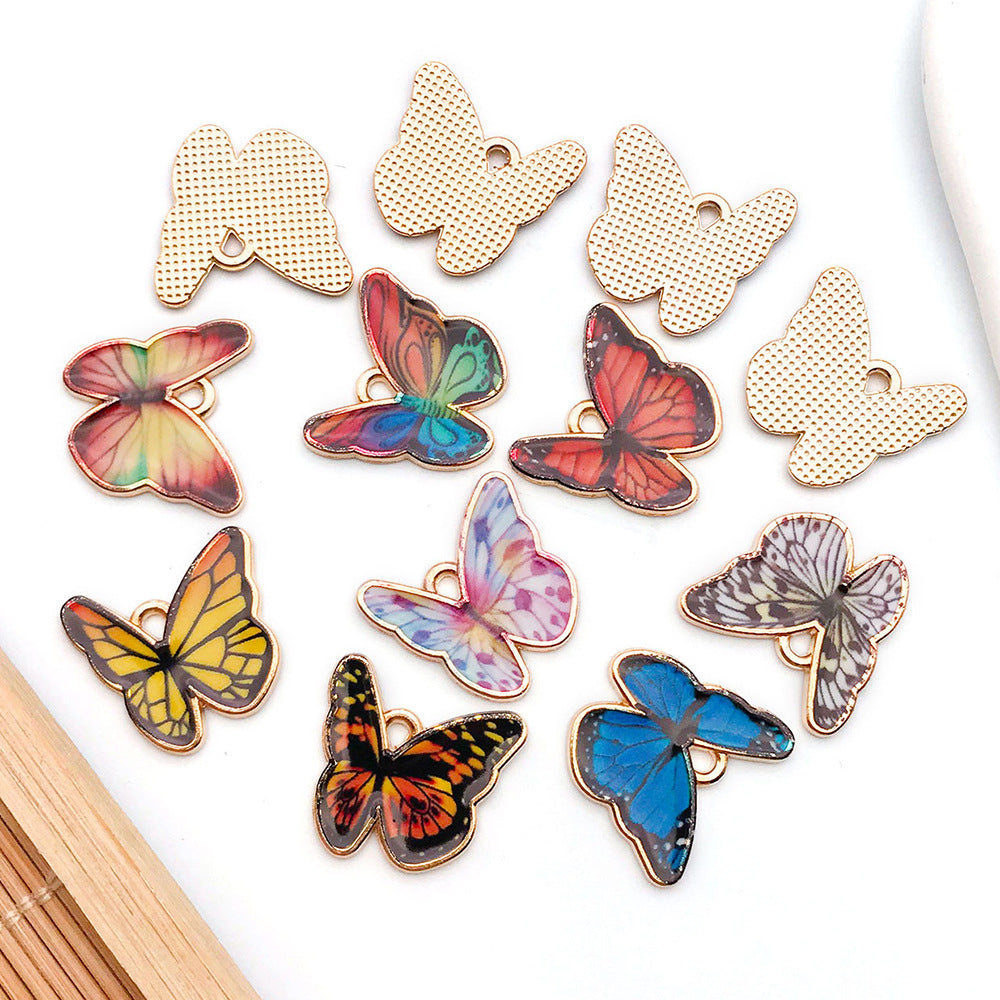 Colorful Enamel Zinc Alloy Butterfly Charm Pendant for DIY Earrings and Keychain Jewelry