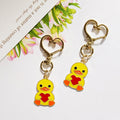 Yellow Heart-Holding Duck Charm with Gold Tone Heart Clasp view 4