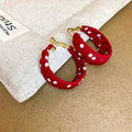 Fabric Wrapped Polka Dot Hoop Earrings In Red White And Black view 6