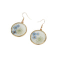 Gold Round Pressed Daisy Resin Drop Earrings 9 Colors view 5