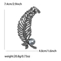 Long Curved Fern Leaf Brooch With Gray Pearl Accent view 6