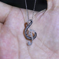 Silver Tone Pave Treble Clef Music Note Pendant Necklace view 4