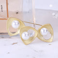 Triple Heart Brooch with White Pearl Accents Decorative Metal Pin view 4