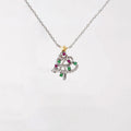 Silver Tone Multicolor Crystal Christmas Tree Necklace view 3
