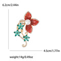 Enamel Flower Pearl Rhinestone Vine Brooch Red Blue Two Colors view 5